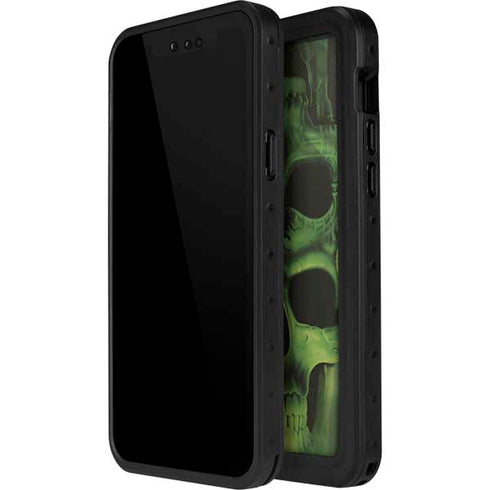 Liquid Blue Green Skulls iPhone 14 Pro Max Waterproof Case