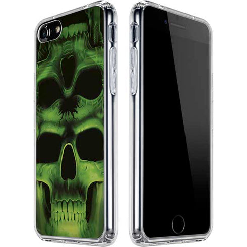 Liquid Blue Green Skulls iPhone SE (2nd & 3rd Gen) Clear Case