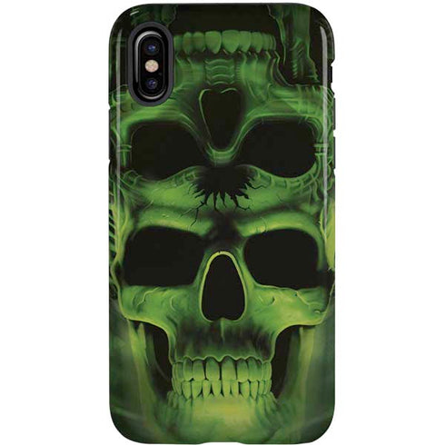 Liquid Blue Green Skulls iPhone X Pro Case