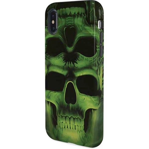 Liquid Blue Green Skulls iPhone X Pro Case