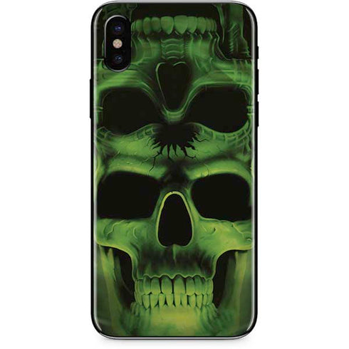 Liquid Blue Green Skulls iPhone X Skin