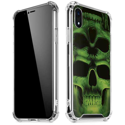 Liquid Blue Green Skulls iPhone XR Clear Case