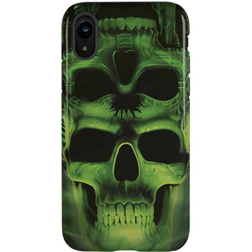 Liquid Blue Green Skulls iPhone XR Pro Case