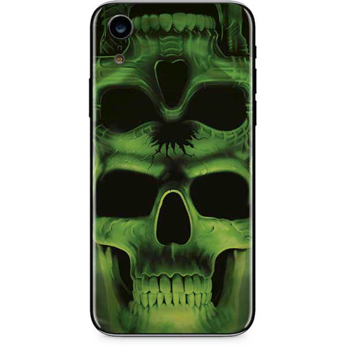 Liquid Blue Green Skulls iPhone XR Skin