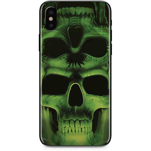 Liquid Blue Green Skulls iPhone XS Max Skin