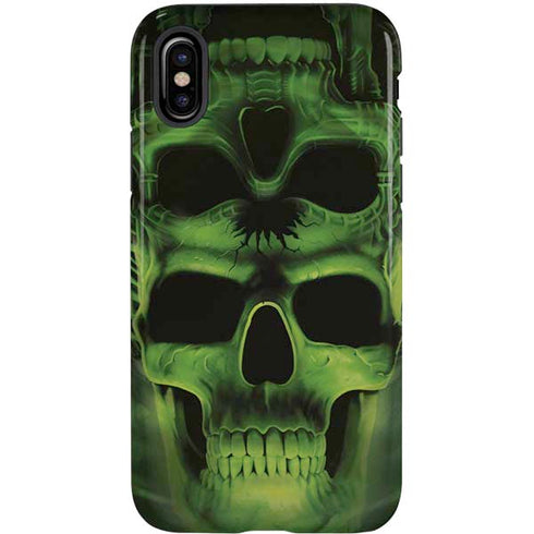 Liquid Blue Green Skulls iPhone XS Pro Case