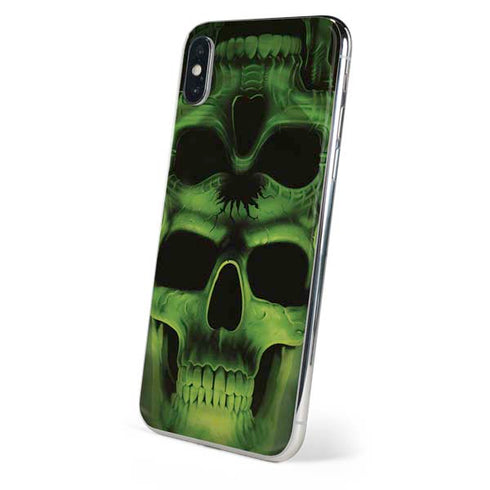 Liquid Blue Green Skulls iPhone XS Skin
