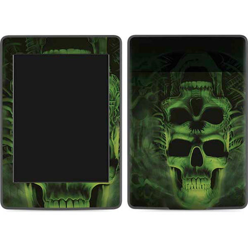 Liquid Blue Green Skulls Amazon Kindle Skin