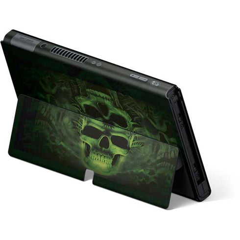 Liquid Blue Green Skulls Nintendo Switch OLED (2021) Skin