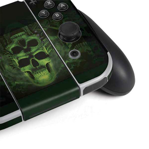 Liquid Blue Green Skulls Nintendo Switch OLED (2021) Skin