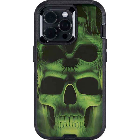 Liquid Blue Green Skulls Otterbox Defender iPhone Skin
