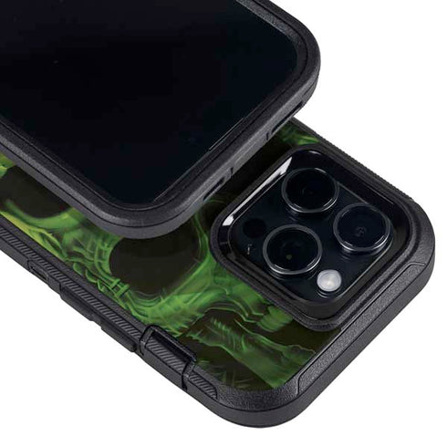 Liquid Blue Green Skulls Otterbox Defender iPhone Skin