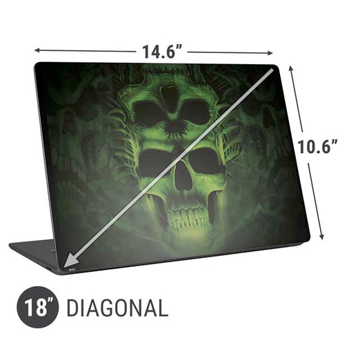 Liquid Blue Green Skulls Universal Laptop 18in (14.6 x 10.6in) Skin