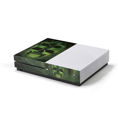 Liquid Blue Green Skulls Xbox One S Console Skin