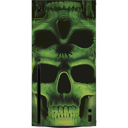 Liquid Blue Green Skulls Xbox Series X Console Skin