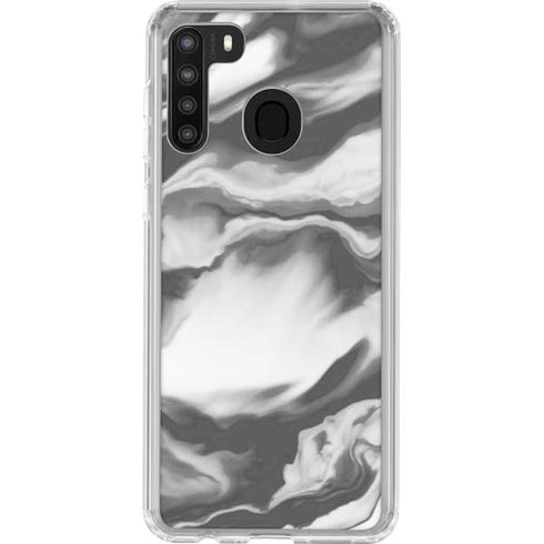 Grey Marble Ink Galaxy A21 Clear Case