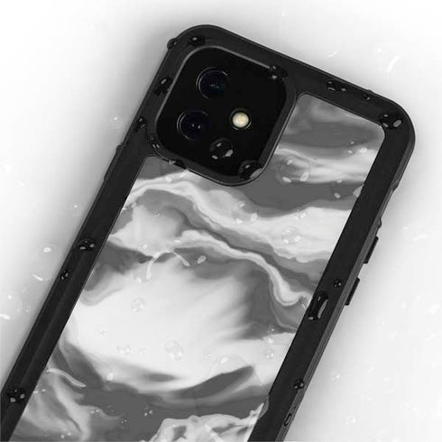 Grey Marble Ink iPhone 12 Mini Waterproof Case