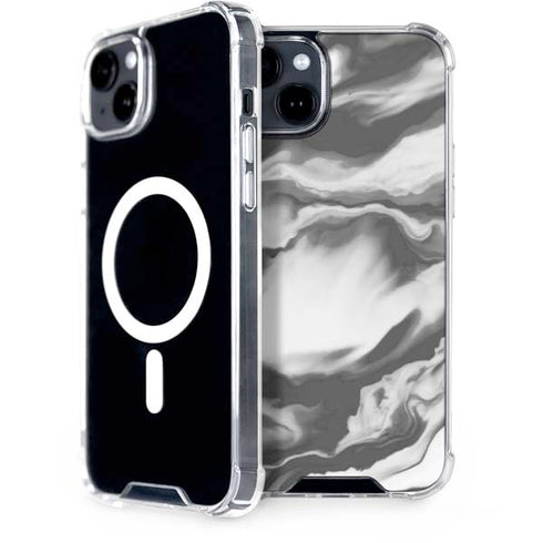 Grey Marble Ink iPhone 15 Plus MagSafe Case