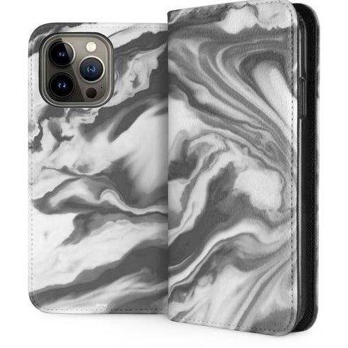 Grey Marble Ink iPhone 14 Pro Max Folio Case