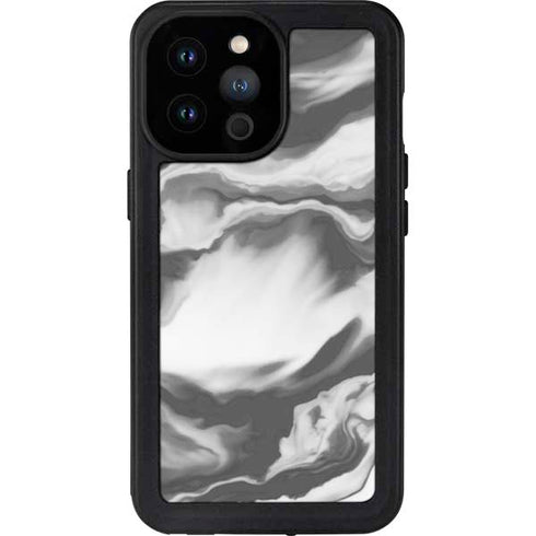 Grey Marble Ink iPhone 14 Pro Max Waterproof Case