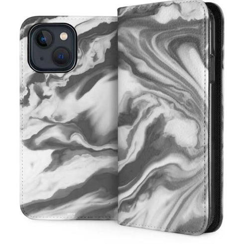 Grey Marble Ink iPhone 15 Plus Folio Case