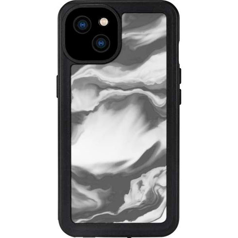 Grey Marble Ink iPhone 15 Plus Waterproof Case