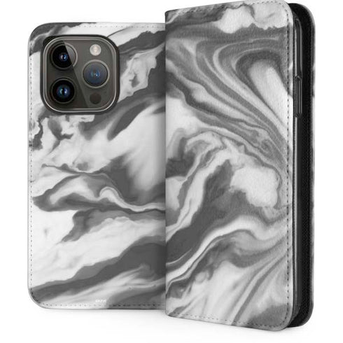 Grey Marble Ink iPhone 15 Pro Folio Case