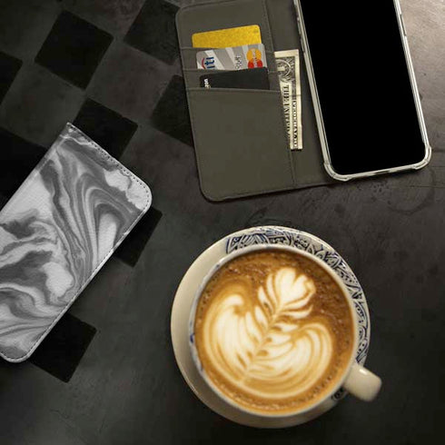 Grey Marble Ink iPhone 15 Pro Folio Case