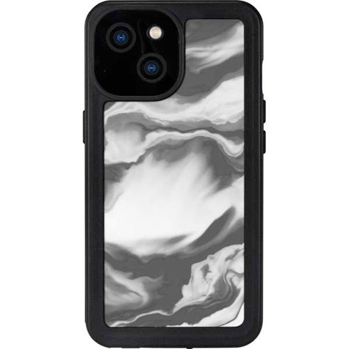 Grey Marble Ink iPhone 15 Waterproof Case