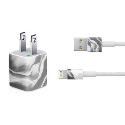 Grey Marble Ink iPhone Charger (5W USB) Skin