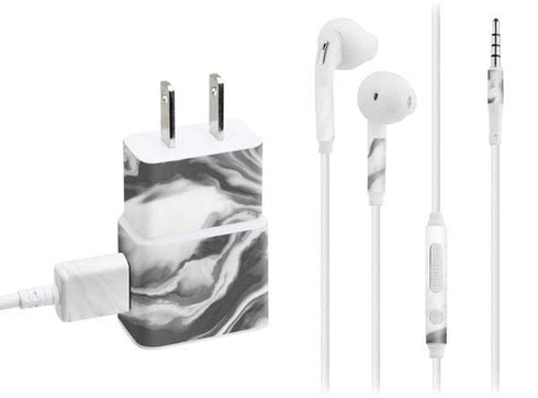 Grey Marble Ink Phone Charger Skin