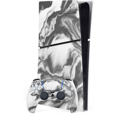 Grey Marble Ink PS5 Slim Digital Edition Bundle Skin