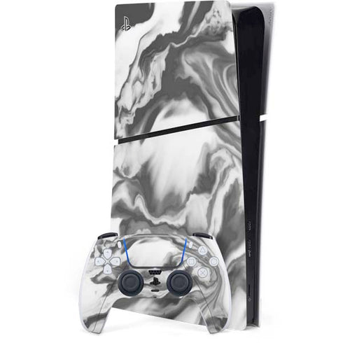 Grey Marble Ink PS5 Slim Digital Edition Console Skin