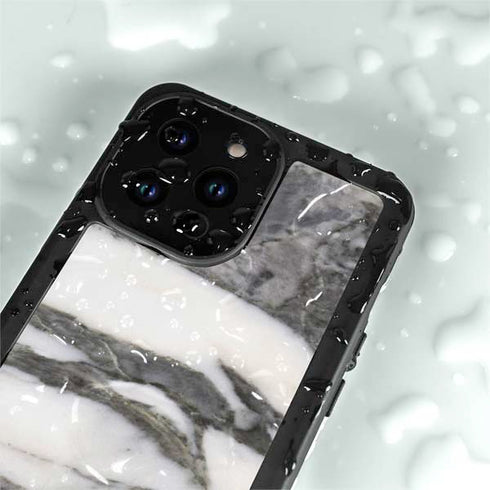 Grey Marbling iPhone 14 Pro Max Waterproof Case