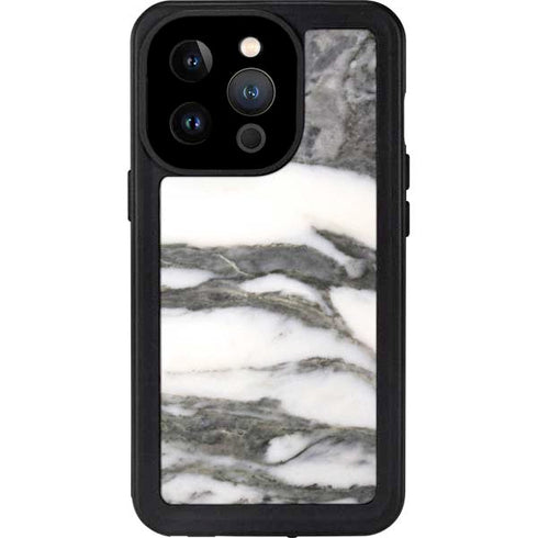 Grey Marbling iPhone 14 Pro Waterproof Case