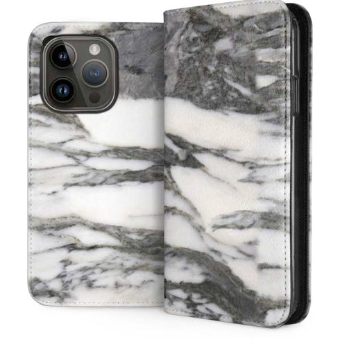 Grey Marbling iPhone 15 Pro Folio Case