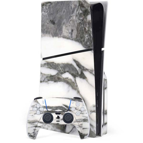 Grey Marbling PS5 Slim Disk Bundle Skin