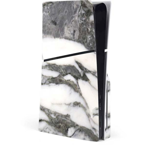 Grey Marbling PS5 Slim Disk Console Skin