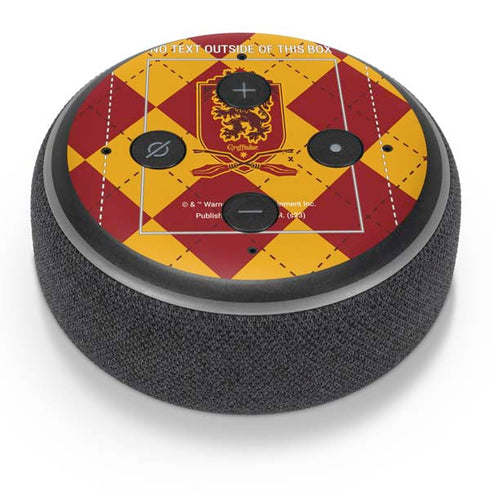Wizarding Worlds Harry Potter Gryffindor Huse Crest Amazon Echo Dot Skin