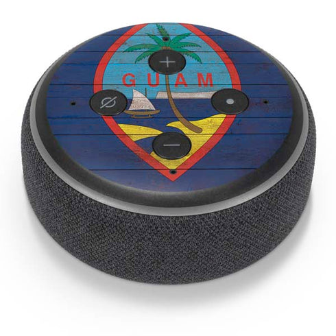 Guam Flag Dark Wood Amazon Echo Dot Skin