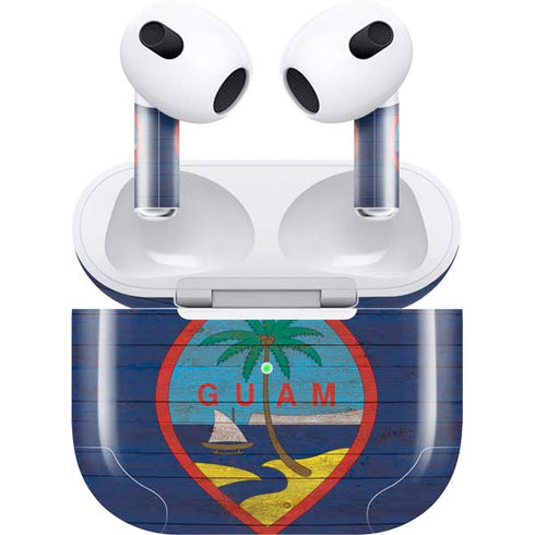 Guam Flag Dark Wood Apple AirPods (3rd Gen 2021) Skin