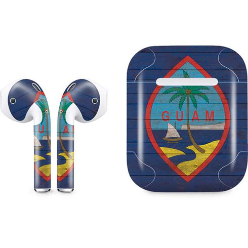 Guam Flag Dark Wood Apple AirPods Skin