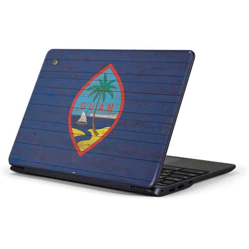 Guam Flag Dark Wood Samsung Chromebook Skin