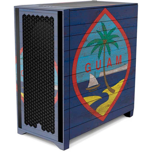 Guam Flag Dark Wood Corsair 4000D Tempered Glass Mid-Tower ATX Case Skin