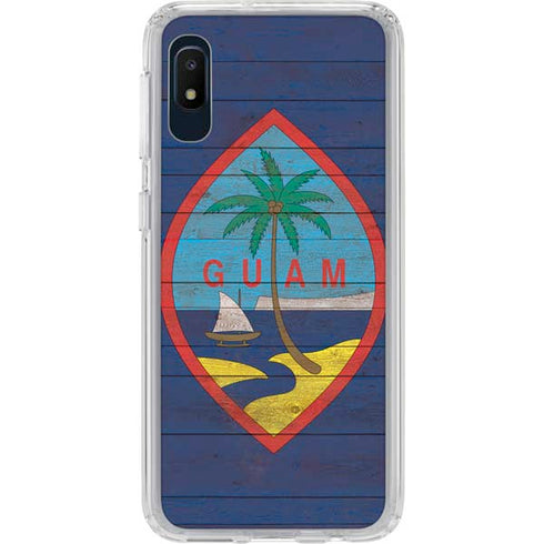 Guam Flag Dark Wood Galaxy A10e Clear Case