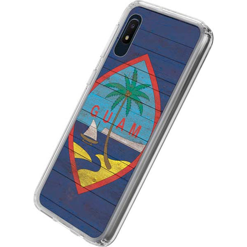 Guam Flag Dark Wood Galaxy A10e Clear Case