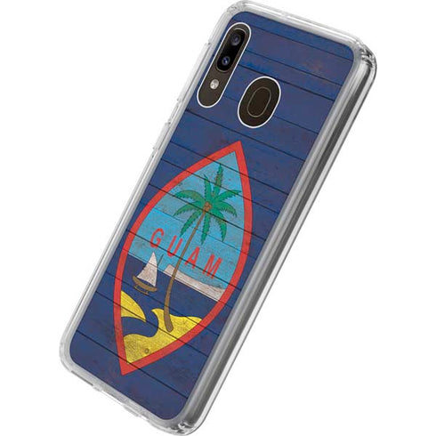 Guam Flag Dark Wood Galaxy A20 Clear Case