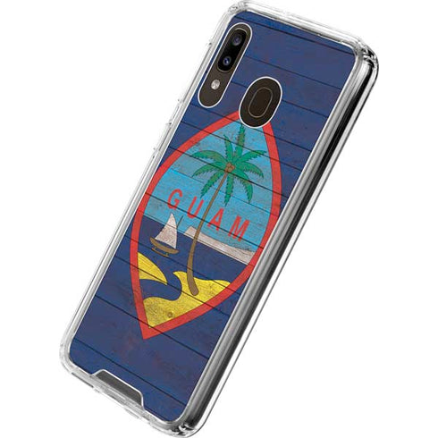 Guam Flag Dark Wood Galaxy A30 Clear Case