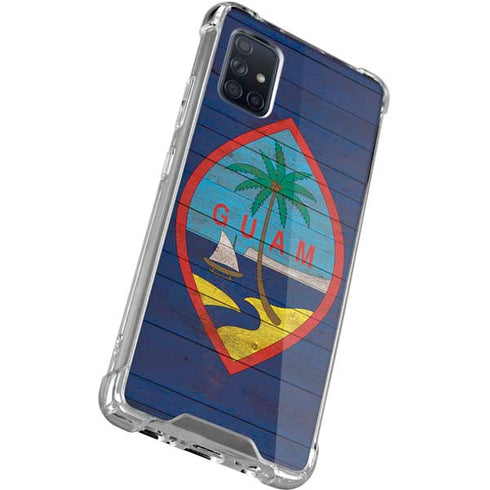Guam Flag Dark Wood Galaxy A51 5G Clear Case