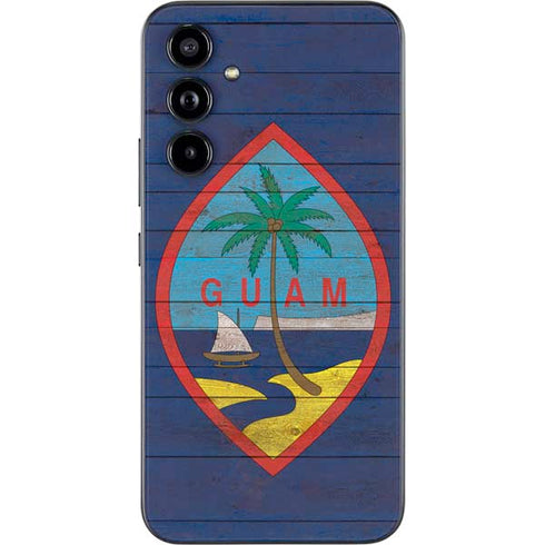 Guam Flag Dark Wood Galaxy A54 5G Skin